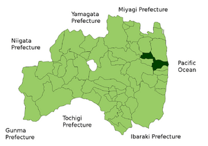 Location of Namie in Fukushima