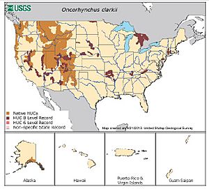 Oncorhynchus clarki range map