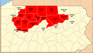 Original Lycoming County Pennsylvania Map