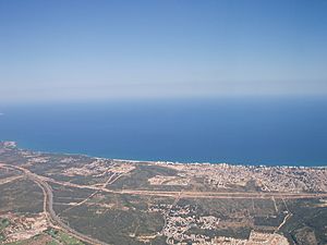 Spanish Mediterranean coast at Miami Platja (aerial view)