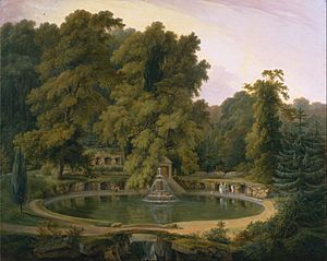 Thomas Daniell - Temple, Fountain and Cave in Sezincote Park - Google Art Project
