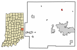 Location of Fountain City in Wayne County, Indiana.