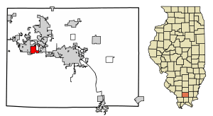 Location of Crainville in Williamson County, Illinois.