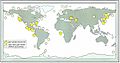 Worldwide distribution of gas hydrates 1996