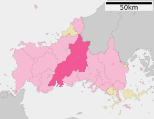 Location of Yamaguchi in Yamaguchi Prefecture