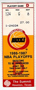 1987 NBA Western Conference Semifinals - Game 2 - Seattle SuperSonics at Houston Rockets 1987-05-05 (ticket)
