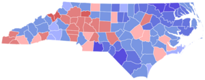 1992 North Carolina gubernatorial election results map by county