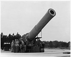 A 16 inch howitzer at Fort Story, VA and the men who operate it. - NARA - 196280