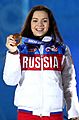 Adelina Sotnikova Sochi Medal Ceremony 05 (cropped)