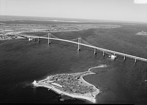 Aerial view of Claiborne Pell Newport Bridge - 01