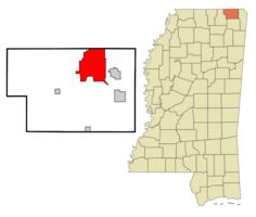 Location in Alcorn County and Mississippi