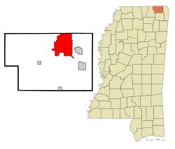 Location of Corinth, Mississippi