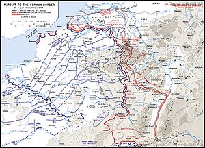 Allied forces pursuit of German forces to the German border 26 August - 10 September 1944