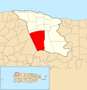 Location of Arenales Altos within the municipality of Isabela shown in red