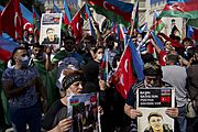 Azerbaijanis and Turks organize a demonstration of support for Azerbaijan in 2020 Nagorno-Karabakh conflicts