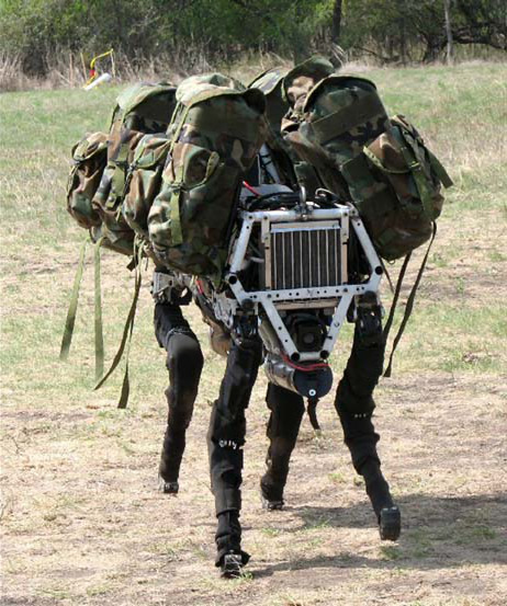 Bio-inspired Big Dog quadruped robot is being developed as a mule that can traverse difficult terrainf