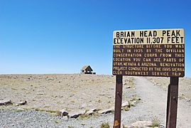 Brian Head Peak summit sign
