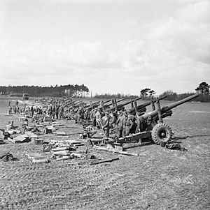 British 5.5 inch guns Rhine Crossing March 1945 IWM B 15767