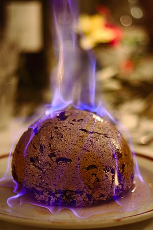 Christmas pudding (Heston from Waitrose) flaming