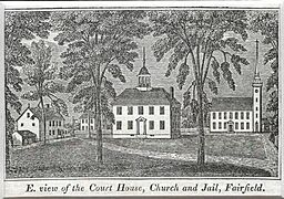 Fairfield Connecticut Town Green Woodcut c1840