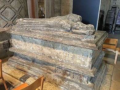 Highly-damaged tomb of Ralph Neville, 2nd Baron Neville de Raby and his wife, Alice de Audley, in Durham Cathedral