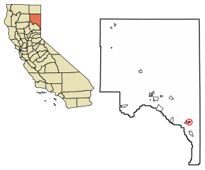 Location of Herlong in Lassen County, California.