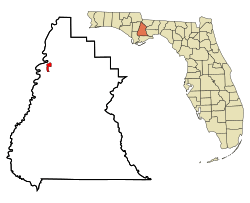 Location in Liberty County and the state of Florida