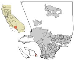 Location of Avalon in Los Angeles County, California.