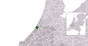 Highlighted position of Katwijk in a municipal map of South Holland