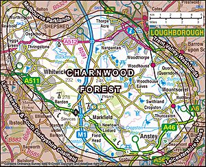 Map of Charnwood Forest NCA73 area
