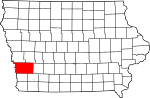 State map highlighting Pottawattamie County