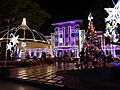 Misamis Oriental Provincial Capitol, Vicente de Lara Park stage night view Christmas (A. Velez Street, Cagayan De Oro City; 12-06-2023)