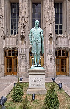 Nathan Hale by Bela Lyon Pratt at the Chicago Tribune, Chicago, IL, USA