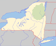 Map of New York showing location of Gray Peak