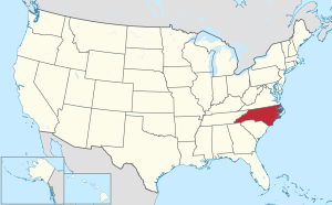 Map of the United States highlighting North Carolina