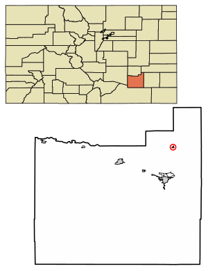 Location of the Town of Cheraw in the Otero County, Colorado.