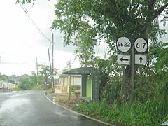 PR-6622 and PR-617 signs in Morovis, Puerto Rico