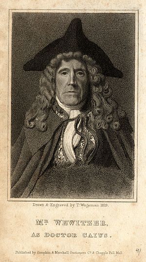 Bust-length engraved portrait of Ralph Wewitzer, in cloak, long wig and tricorne hat