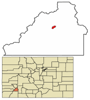 Location of Silverton in San Juan County, Colorado.