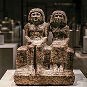 Seated portrait group of Dersenedj and his wife Nofretka from the Old Kingdom 01