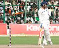 Sehwag waits at the bowler's end