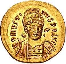 Solidus of Justin I (obverse)