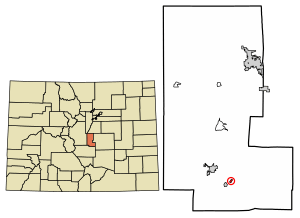 Location of the Goldfield CDP in Teller County, Colorado.
