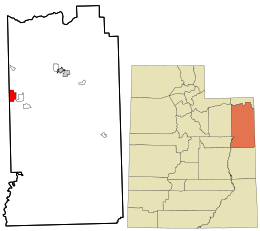 Location in Uintah County and the state of Utah