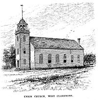 Union Church, West Claremont 1885 engraving