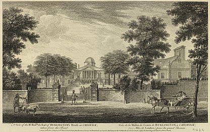 View of Burlington's House at Chiswick from the Road c1763 John Donowell