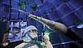 Worker inside the target chamber of the National Ignition Facility