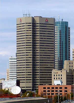 360 Main tower in Winnipeg, Manitoba with Artis branding