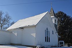 Cedar Hill Methodist Church in snow