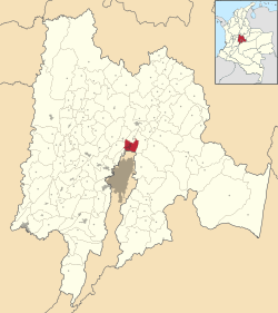 Location of the town and municipality of Chia in Cundinamarca Department.